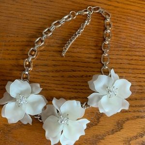 COPY - White floral style statement necklace